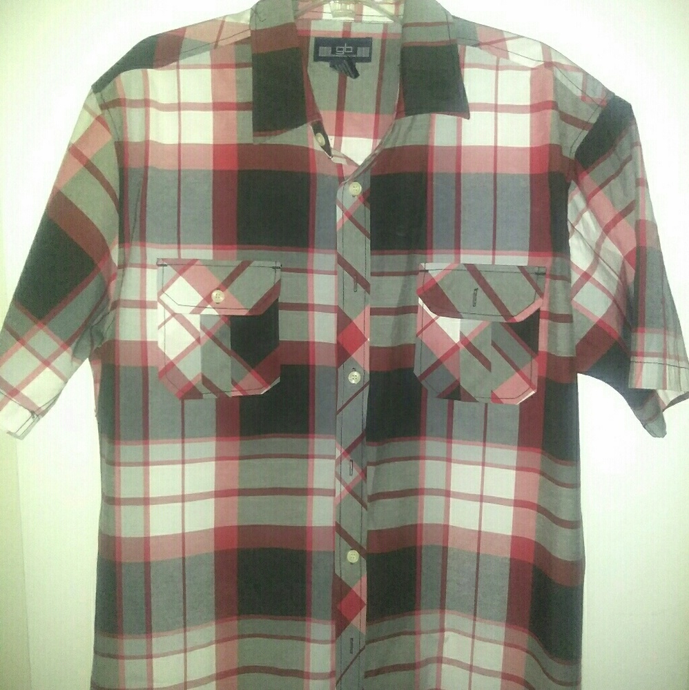 Button-down Black Red and White shirt